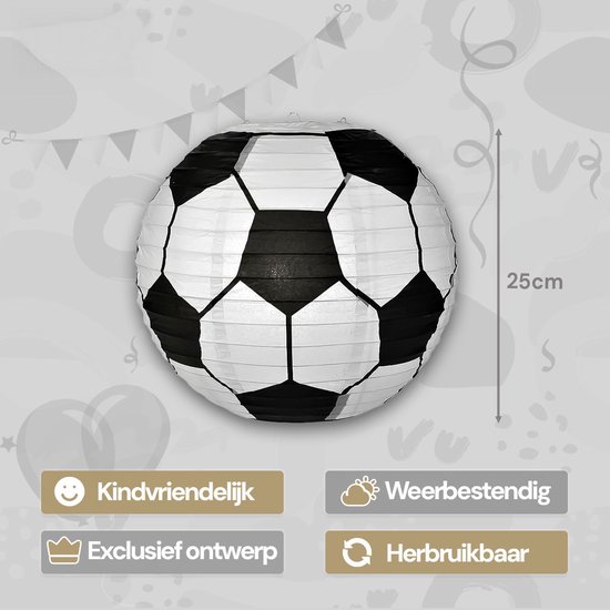 LUQ - Voetbal - Lampion - Sint Maarten - Lampionstokje - Zonder - Lichtje - Treklampion - Papier - Kind - Wit - Versiering - 1 Stuk van LUQ — afbeelding 2