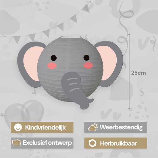 LUQ - Olifant - Lampion - Sint Maarten - Lampionstokje - Zonder - Lichtje - Dieren - TrekLampion - Papier - Kind - 1 Stuk van LUQ — afbeelding 2