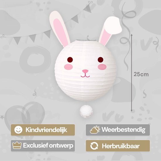 LUQ - Konijn - Lampion - Sint Maarten - Lampionstokje - Zonder - Lichtje - Dieren - TrekLampion - Papier - Kind - 1 Stuk van LUQ — afbeelding 2