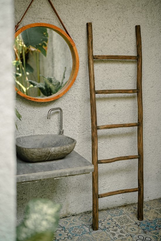 Teakea - Teakhouten decoratie ladder | Rustiek Bruin | 50x5x150