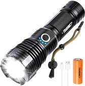 Bol.com TRANSNECT® Militaire Zaklamp LED Oplaadbaar - Zaklampen - 2800 Lumen - Inclusief 26650 Batterij en Kabel - USB Oplaadbaa... aanbieding