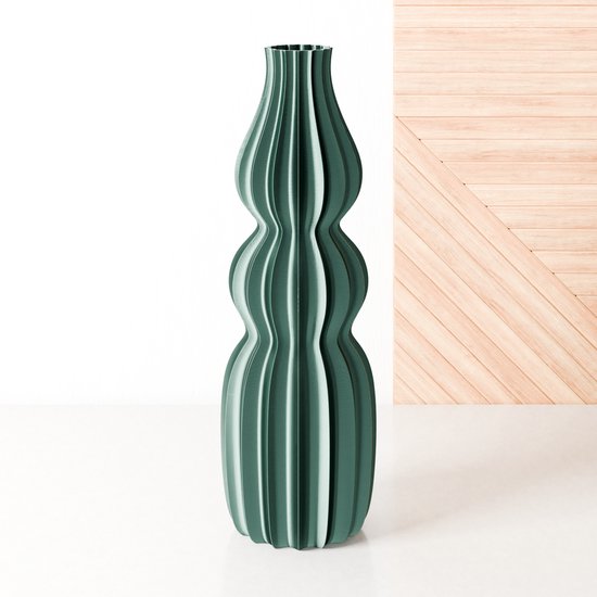 Fleuriek - Grote vaas Glanzend groen - H50 cm - Smalle vloervaas of decoratieve bloemen vaas, gekleurde design vaas van kunststof - Vensterbankvaas