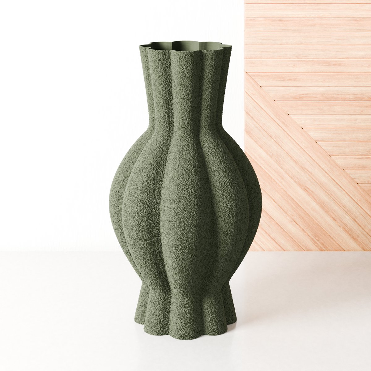 Fleuriek - Vaas Groen - H40 cm - Vaas voor kunstbloemen of droogbloemen - 3D geprinte vaas van gerecycled kunststof