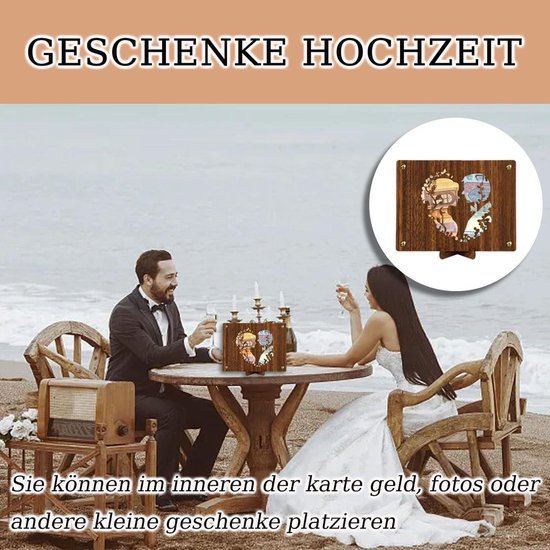 Geldboom cadeau, origineel huwelijkscadeau van hout, huwelijkscadeau van hout, geldcadeau voor de bruiloft voor geliefden, bruid en bruidegom