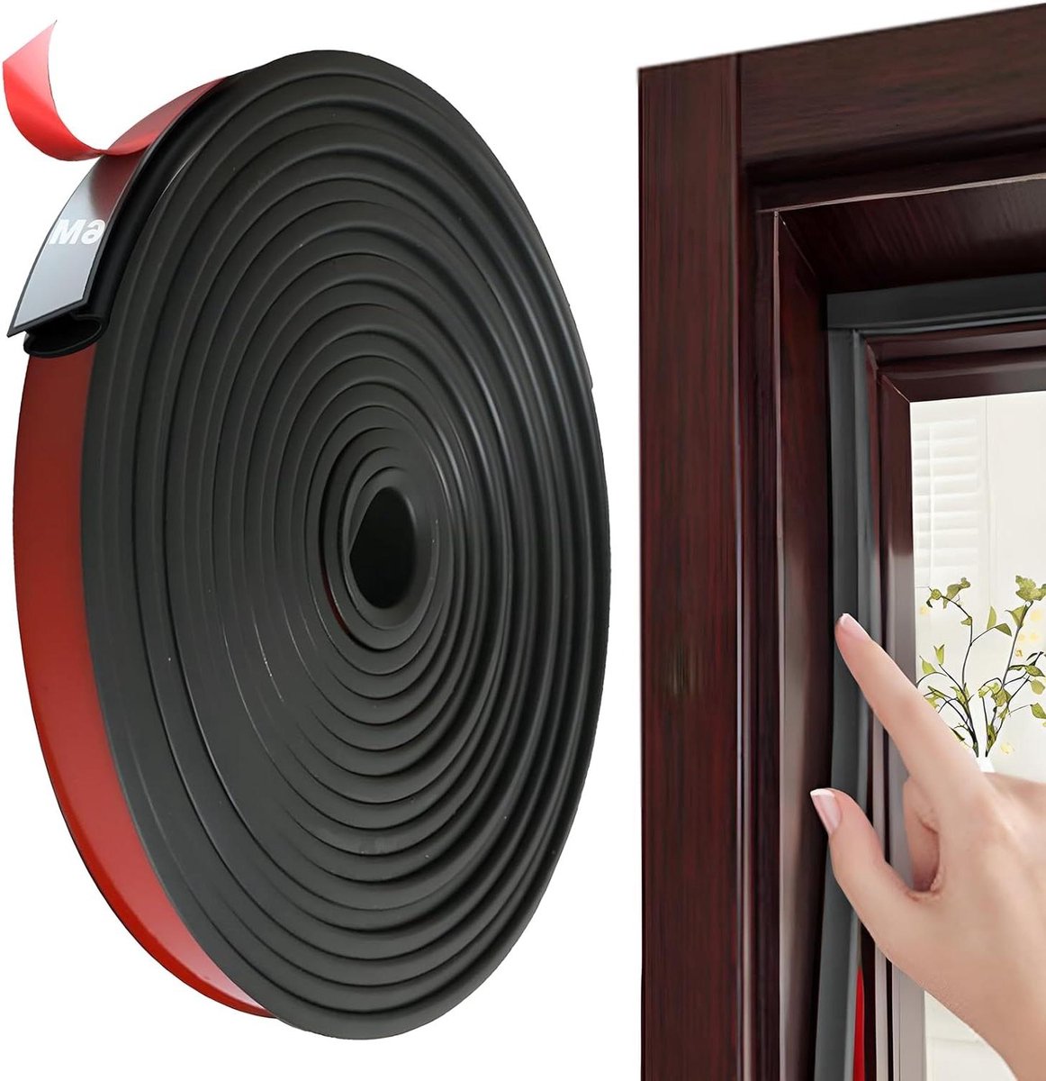 Deurafdichtingstape zelfklevend 6 m x 10 mm waterdicht rubberen afdichting - voor deuren en ramen