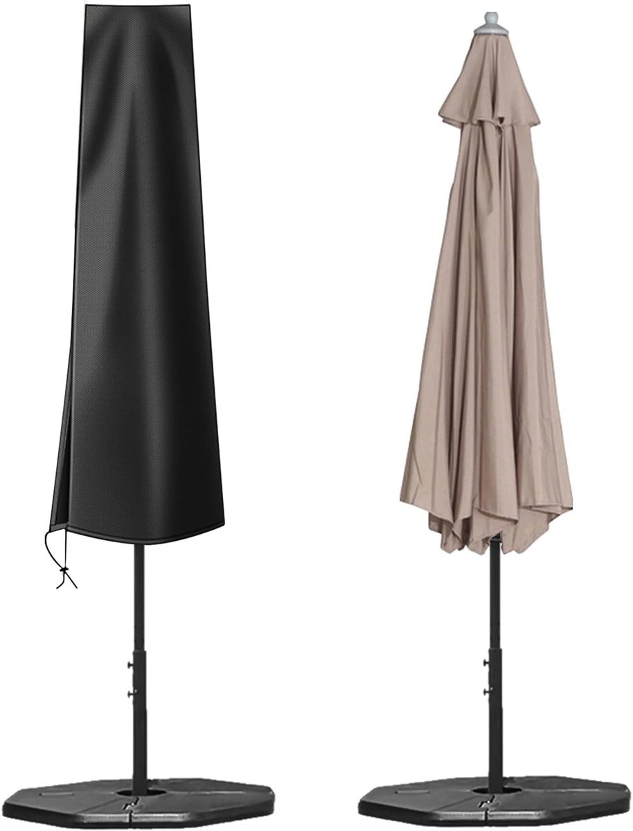 Famanu Parasolhoes, 600D Oxford-stof, waterdichte terrasparasolhoezen met ritssluiting (136 x 23 x 25 cm), voor parasol Ø 200 cm, tuin, buitenparasol zwart