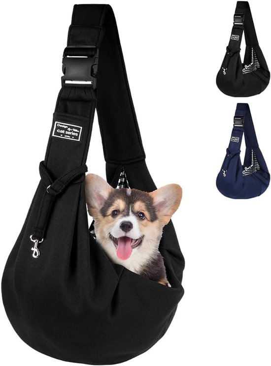 iBright Draagtas Hond - XL Buikdrager Verstelbaar met gesp - Hondentas - Draagzak Honden - Zwart - Tot 10kg