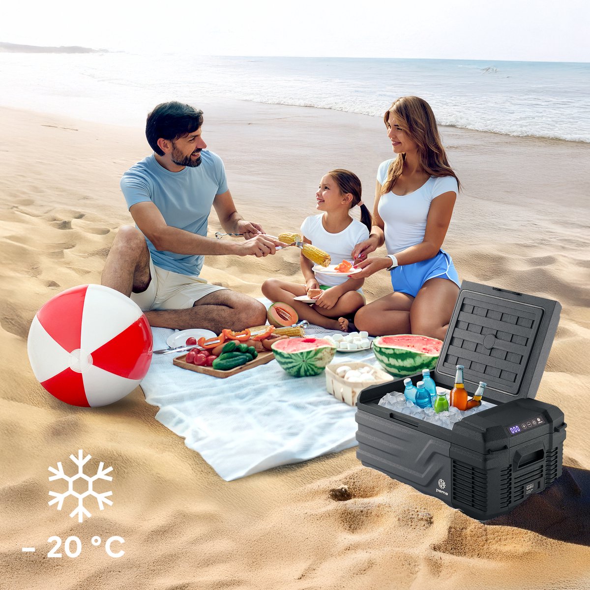 PEME Quest Elektrische Koelbox, 15.3 liter, 12V, 220/230 Volt AC/DC, Aansluiting voor Auto en Camping, thermo-elektrisch Frigobox - Zwart Dark Sky – foto 6