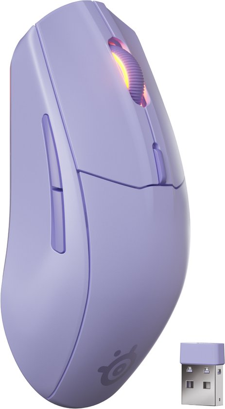 SteelSeries Rival 3 Wireless Gen 2 Draadloze Gamingmuis - Lavender - 2.4Ghz & Bluetooth - 18.000 DPI - 200 uur accu