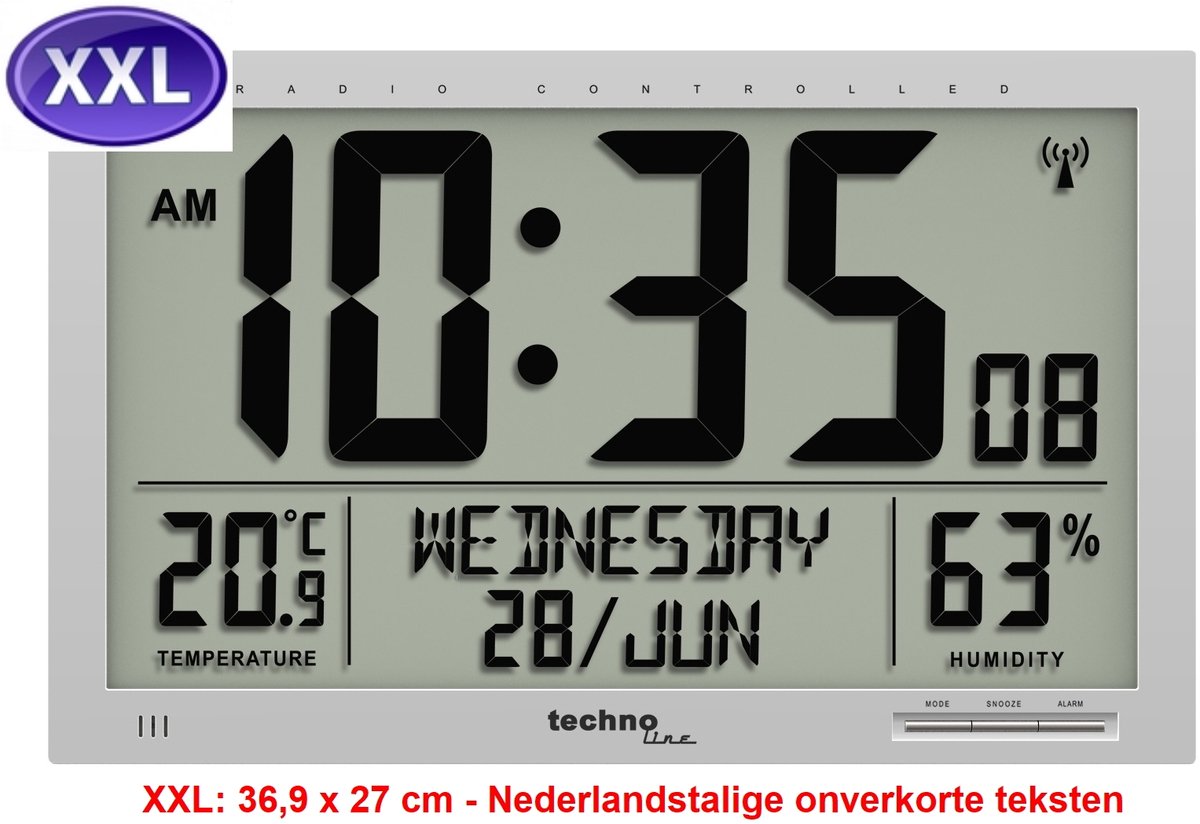 KLOK - JUMBO - 27 x 36,9 cm - radio-controlled - thermometer - hygrometer - 8013