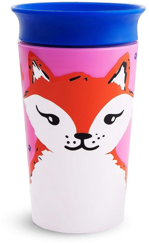 Munchkin Miracle 360 Drinkbeker - WildLove Sippy Cup - Anti-Lek 360° Cup - Oefenbeker voor Baby en Kind - 266ml - Vos Editie