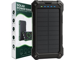 Solar Powerbank 30000mAh – Draadloos Opladen – Waterdicht en Schokbestendig – Snelladen via USB-C - Ingebouwde Kabels – Outdoor Powerbank met LED Zaklamp en Zonnepaneel – Geschikt voor Smartphone - Iphone - Samsung - Tablet en Camera