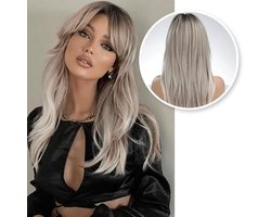 SassyGoods Blonde Pruik Blond - Pruiken Dames Lang Haar - Wig - Haarwerk - Wasbaar - Platinum Blond - 65 cm