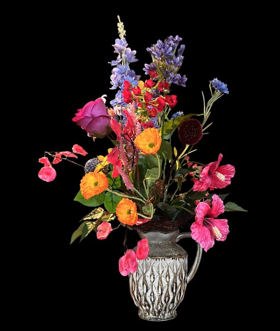 Seta Fiori - Plukboeket - Kunstbloemen - Zijden Bloemen Boeket - Kunstboeket - Veldboeket - Plukboeket - Multicolor - 70-75cm - Nepbloemen