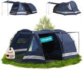 Skandika Kambo 4 Tent – Tunneltenten – Campingtent – Voor 4 personen – 3 ingangen - Tunneltent – Muggengaas – 1 slaapcabine – 420 x 275 x 165 cm (L x B x H) - 3000 mm waterkolom – Outdoor, Camping, Tuin – Kamperen – donkerblauw/grijs