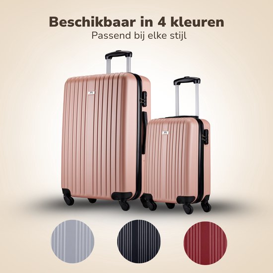 ﻿﻿﻿Slazenger Kofferset 2 Delig - Handbagage Trolley en Ruimbagage Koffer (S + M/L) - ABS Hardcase Koffer Set met 360° Wielen - Cijferslot - Roze