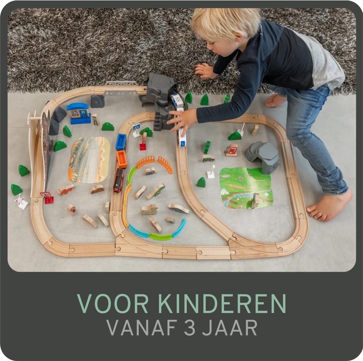 Bandits & Angels Houten Treinset Dinosaurus 90 delig vanaf 3 jaar voor Jongens en Meisjes - Trein Set van Hout voor Kinderen - Treinbaan met Accessoires - 90 delen — afbeelding 10