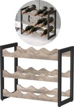 HOMCOM Wijnrek Voor 16 Wijnflessen & 9 Wijnglazen, 5 Niveaus, Opbergplank, Bamboehout, 47 X 29 X 99 5 Cm~1h3f437opno01