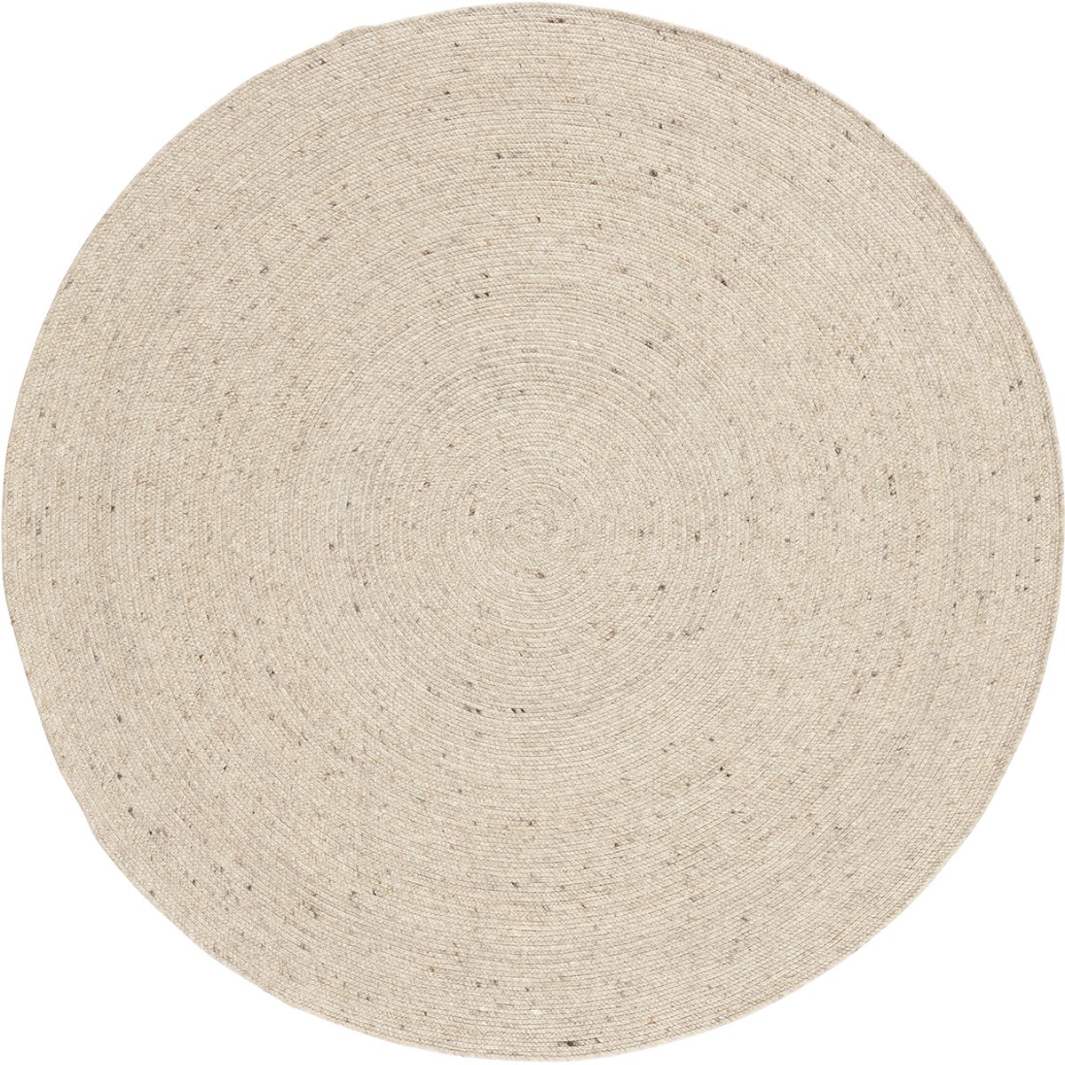 Lino Alba Beige Rond Vloerkleed Ø 200cm - Handgeweven Luxe Tapijt - 100% Viltwol - 12mm dik - 2,8kg/m² - Laagpolig Vloerkleed Woonkamer, Eetkamer, Slaapkamer