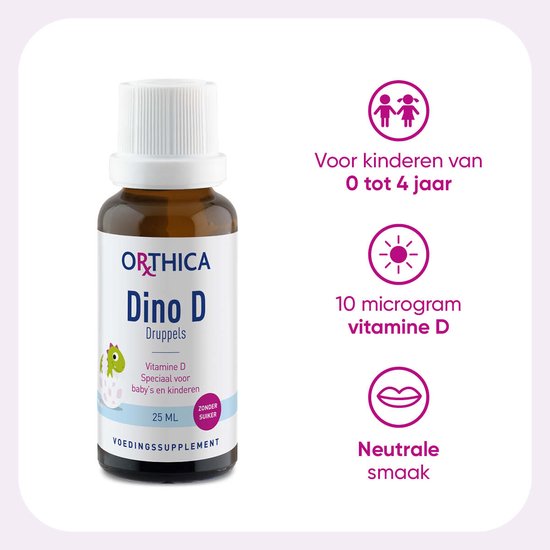 Orthica Dino D Druppels - vitamine D3 voor baby en kind - 25 ml