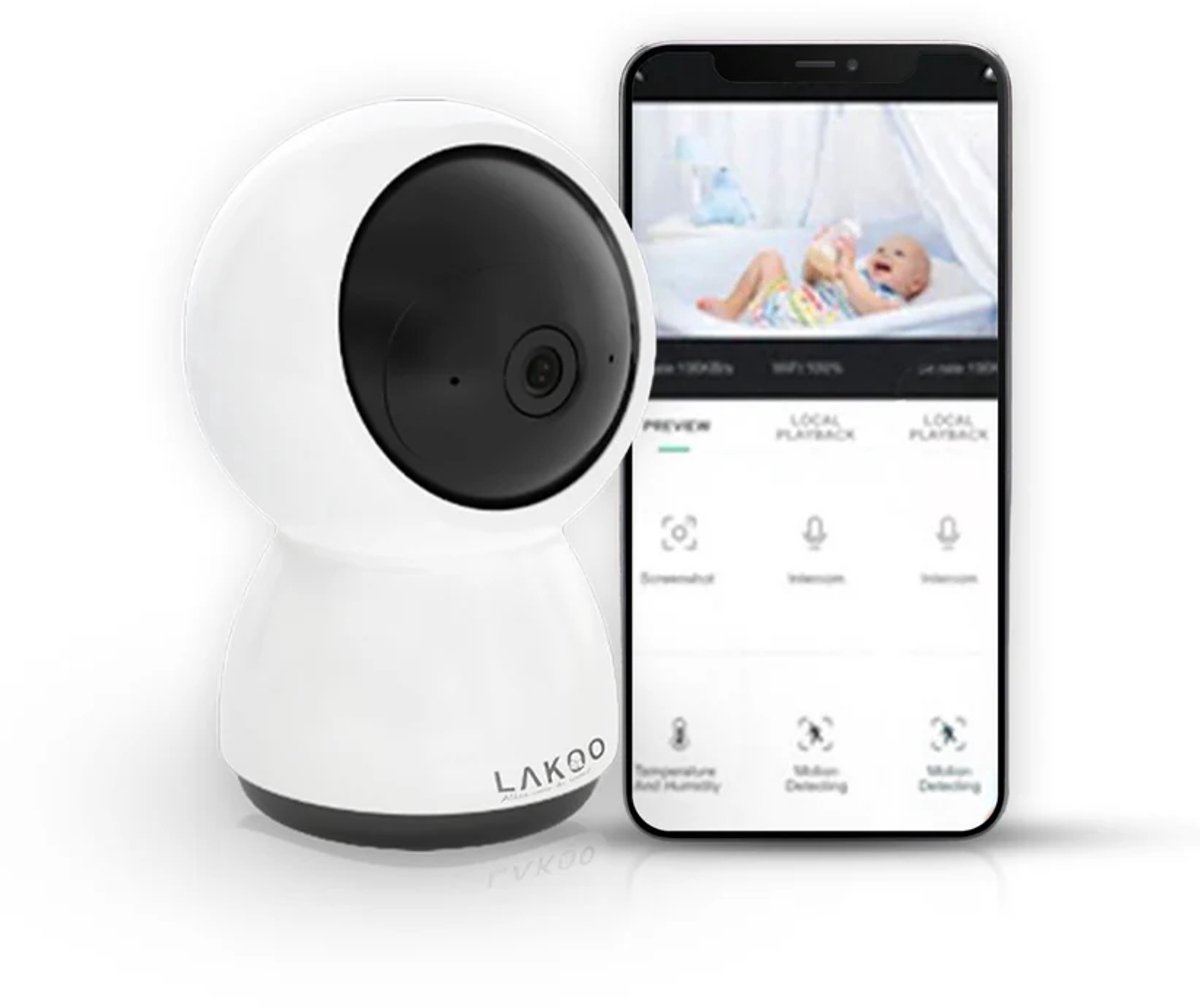 Afbeelding 2 van Lakoo Kitty Babyfoon - met Camera én App - met 5 inch scherm - nieuwe versie