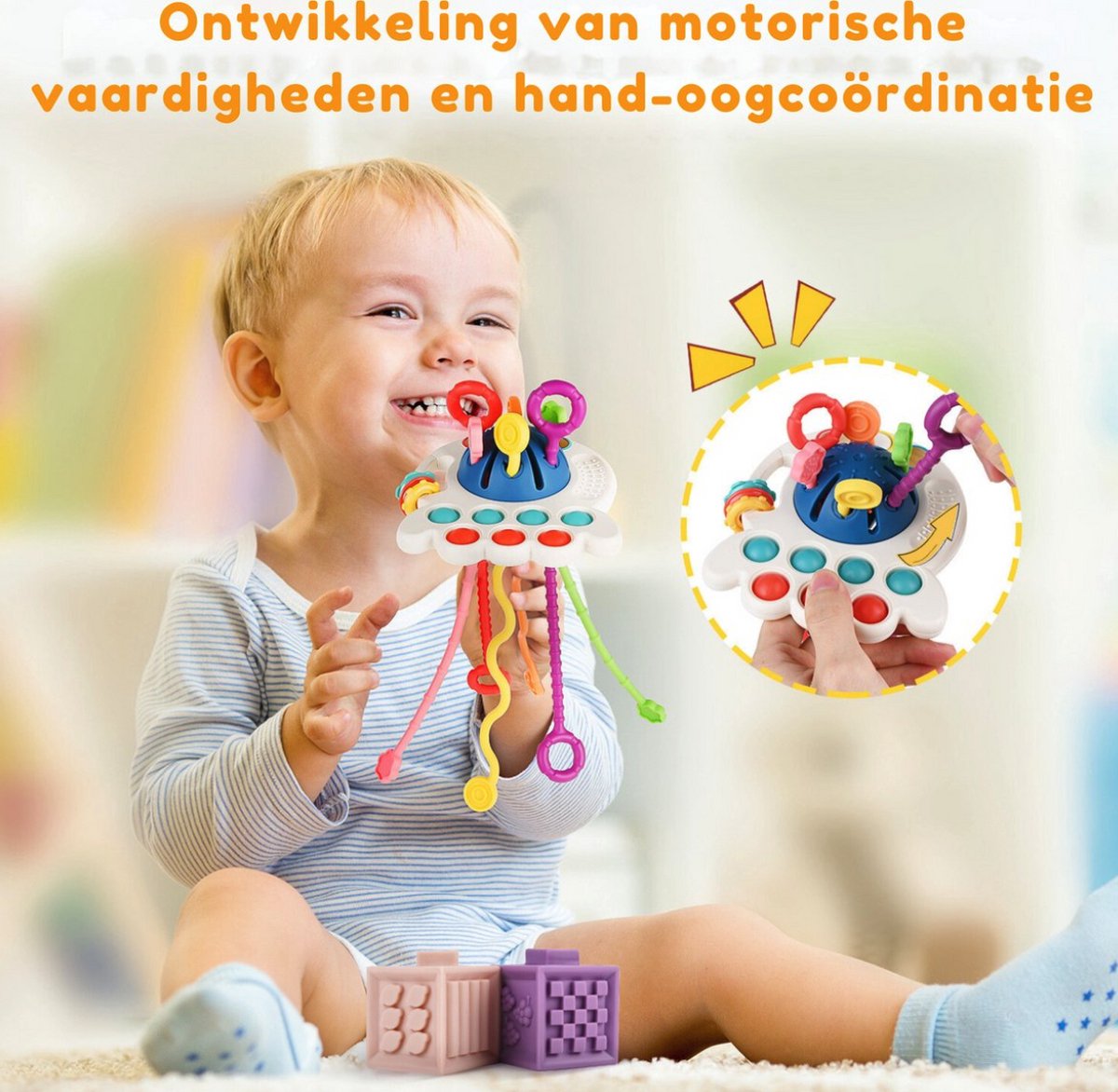 Baby Speelgoed - Speelgoed 1 Jaar - Montessori Speelgoed - Kinderspeelgoed - 2 in 1 Stapelblokken & Bijtring — afbeelding 5