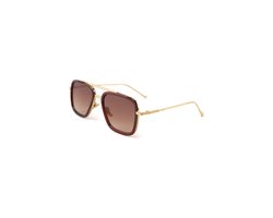 KIMU 70's Piloten Zonnebril - Goud Montuur - Bruine Gradient Glazen - Volwassenen Kunststof Vintage Piloot Amerikaans Aviator Influencer Festival