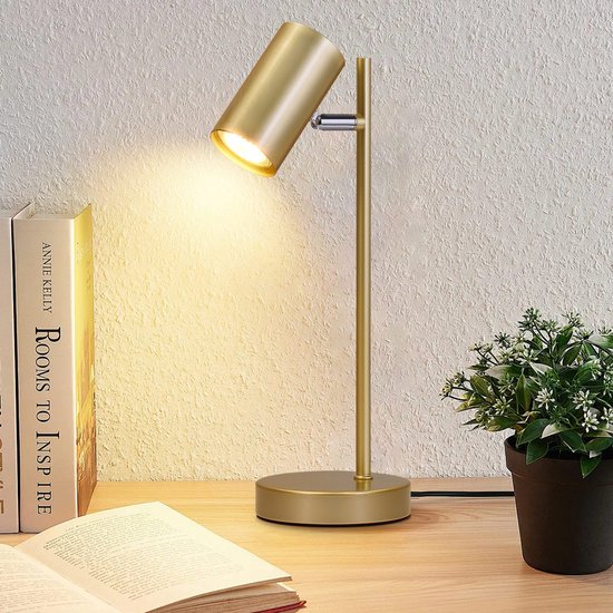 NETTLIFE Tafellamp GU10 - goud - Zwenkbaar 350° - Metalen bureaulamp - voor woonkamer | slaapkamer - zonder gloeilamp