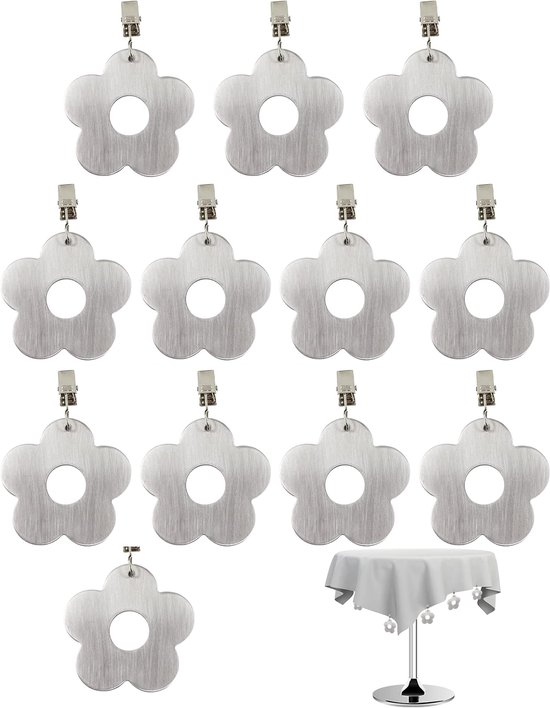 Doodadeals® - Tafelgewichtjes – Tafelkleed Gewichtjes Zwaar – RVS – Tafelkleedverzwaarders – Bloem - 12 Stuks