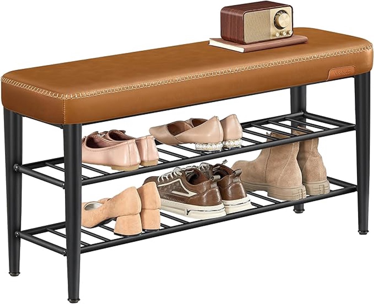 MAZAZU - Schoenenbank - Schoenenrek - Karamel Bruin - 80x30x50