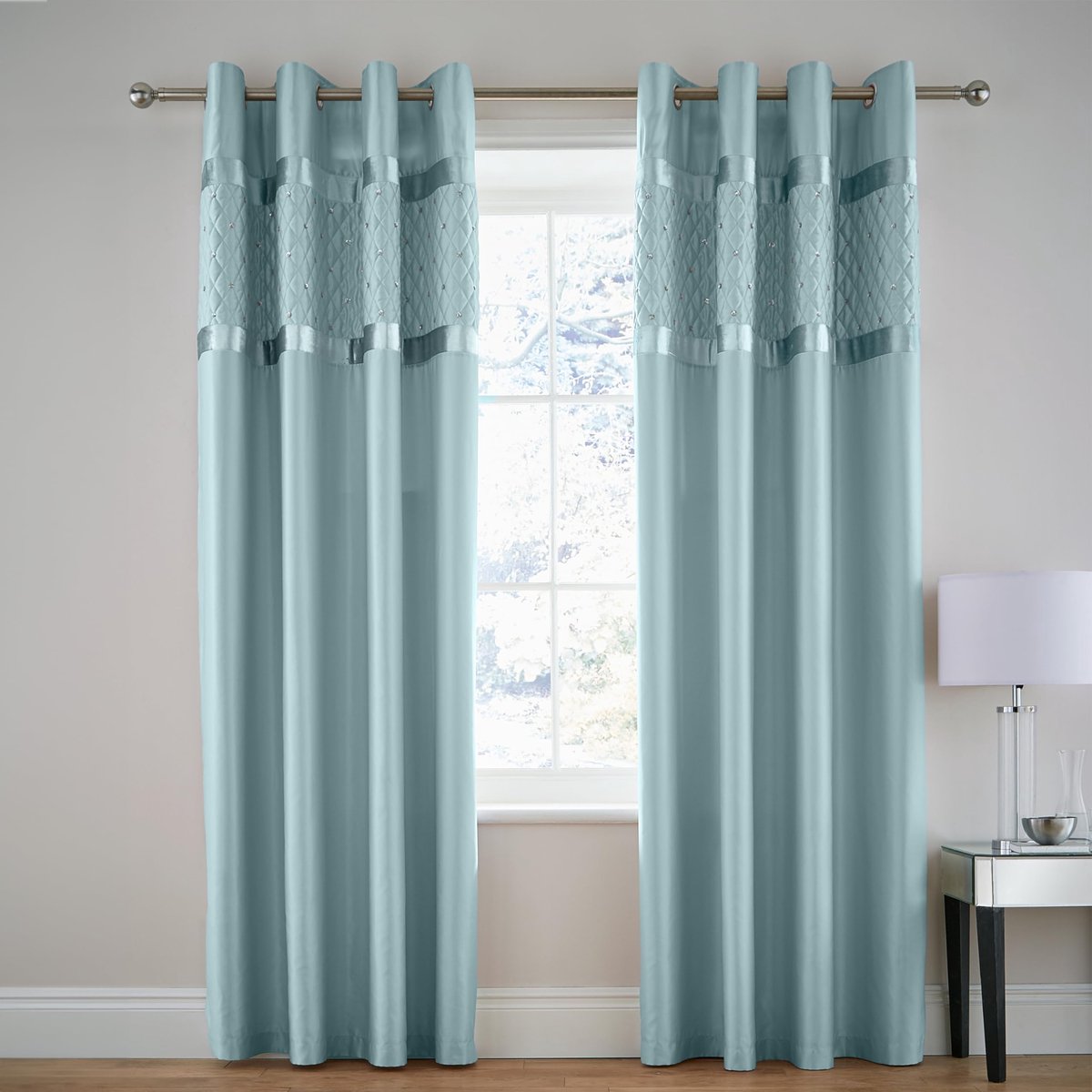 Ibenzoa Stijlvolle Gordijnen met Glanzende Pailletten en Luxe Voering voor Jouw Interieur blauw