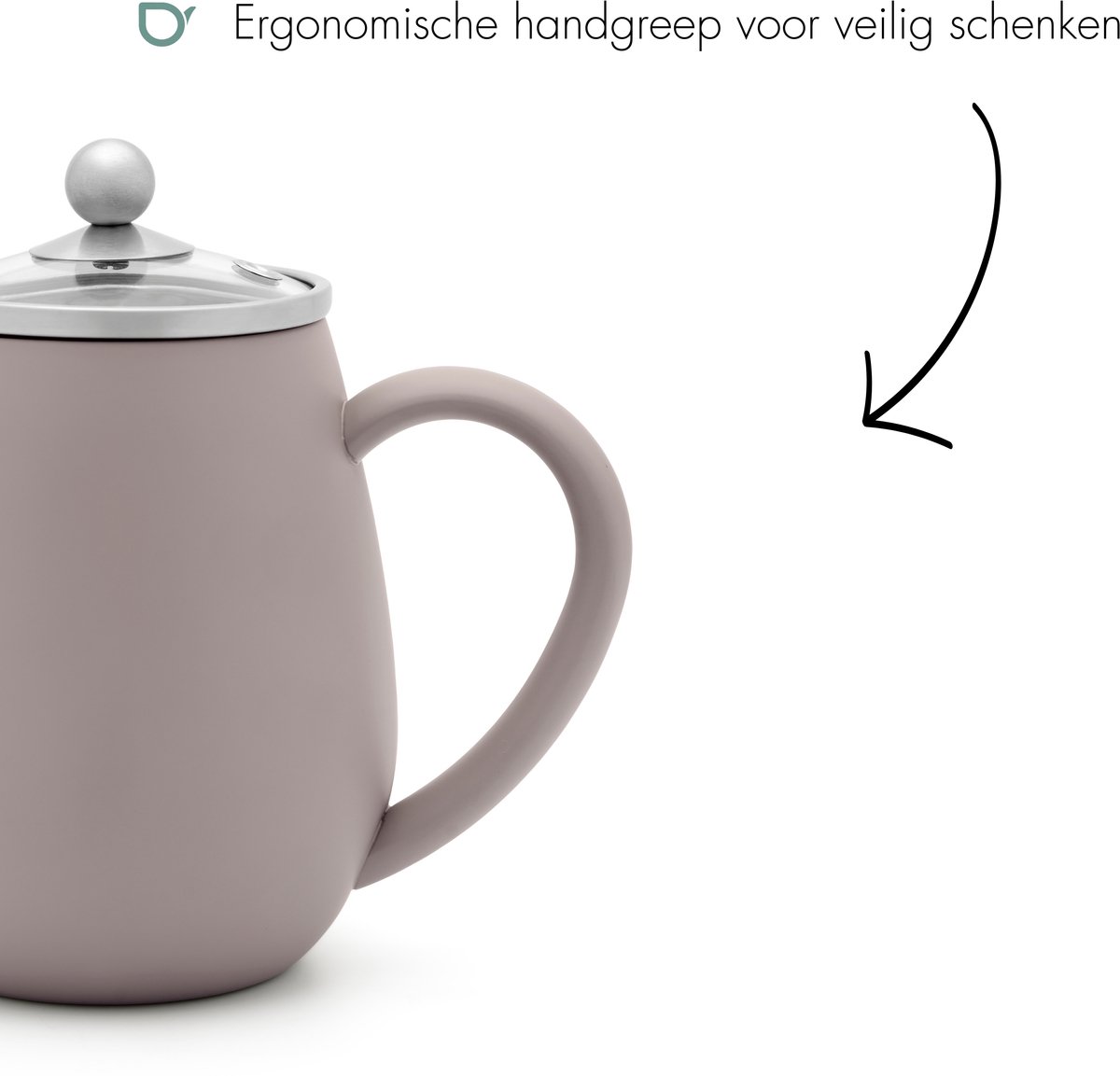 Théière Double Paroi Bredemeijer Eva 0,5 L Bleu Glacier - Avec Filtre Inox, Garde Le Thé Chaud 60 Min