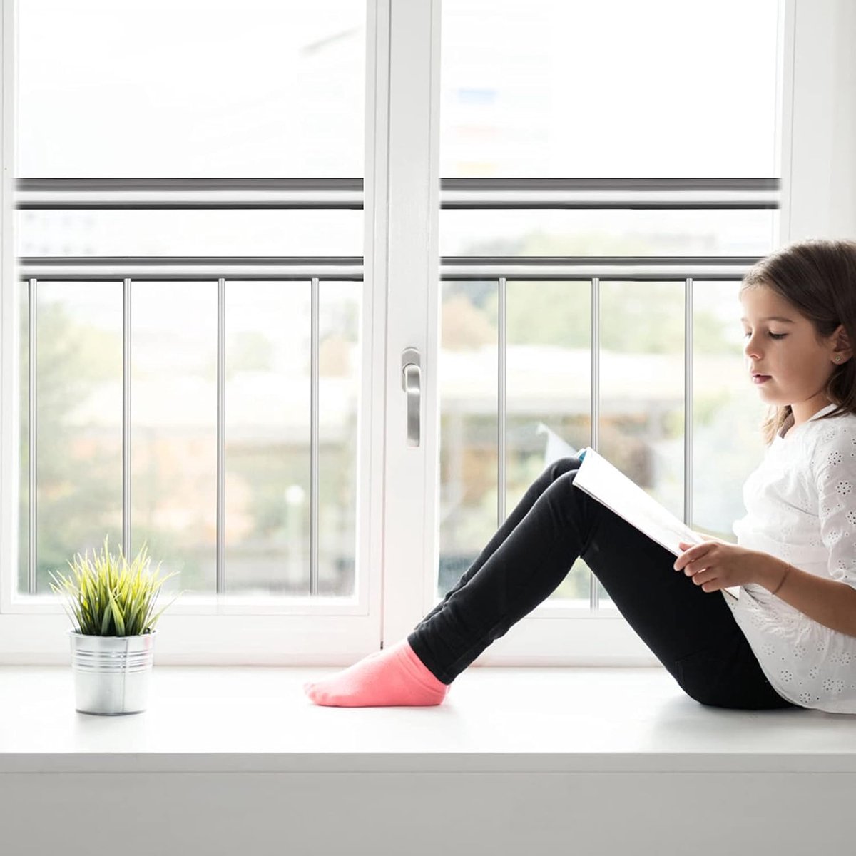 Frans balkon design glas Strepen horizontaal roestvrij staal V2A of
