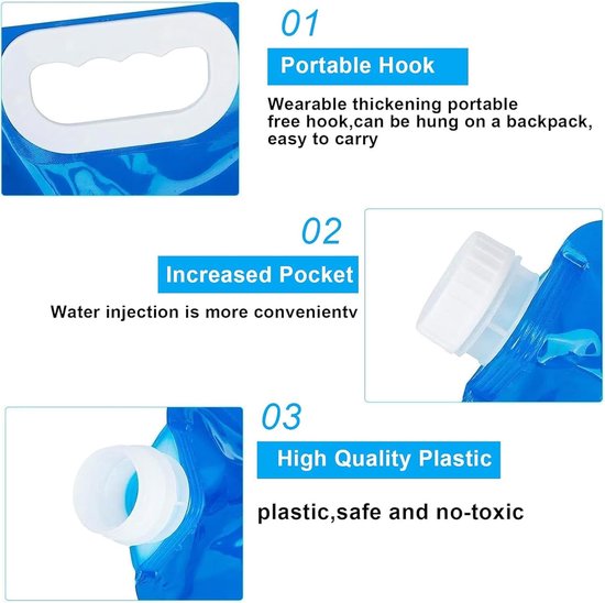 4 stuks opvouwbare waterjerrycan - 10 liter - opvouwbare waterjerrycan - waterjerrycan - camping - waterreservoir - voor outdoor, festival, campingaccessoires van Merkloos — afbeelding 2