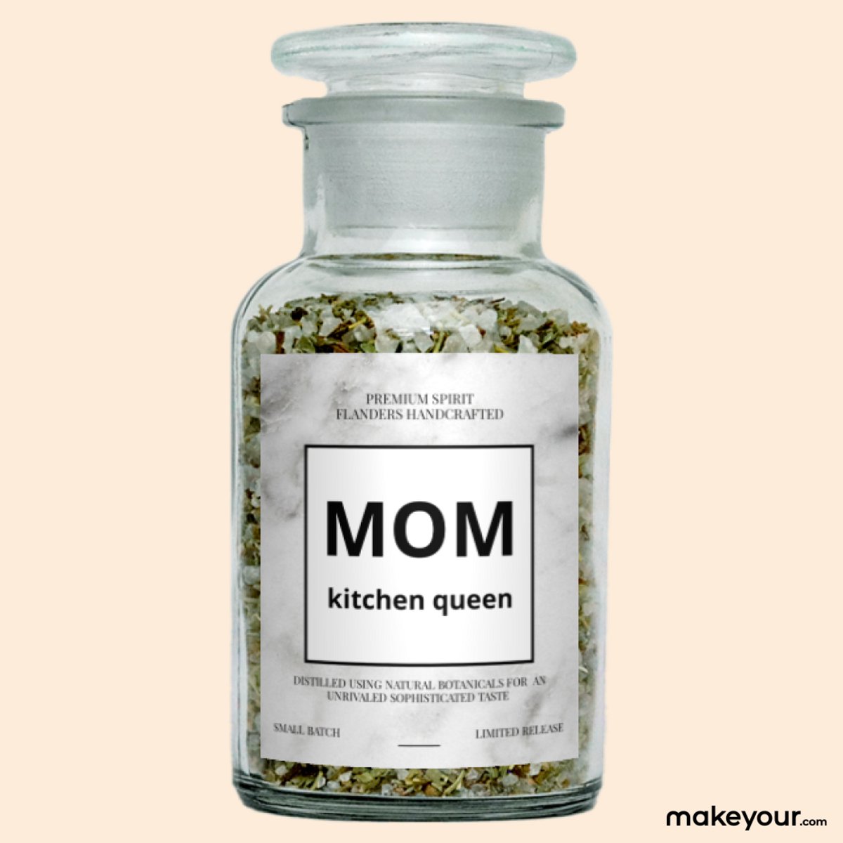 Goedkoopste Kruiden met Etiket kitchen queen - Origineel Moederdag Cadeau - makeyour.com - Premium Kruiden - makeyour.com