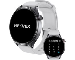 Nexvex® Ultra 2X Smartwatch voor Dames en Heren - Sporthorloge met Belfunctie - Bloeddrukmeter - Stappenteller - Sport Horloge met Hartslagmeter - Smart Watch Saturatiemeter - Bluetooth Activity Tracker - Android/iOS - 1.46 Inch - Wit Horlogebandje