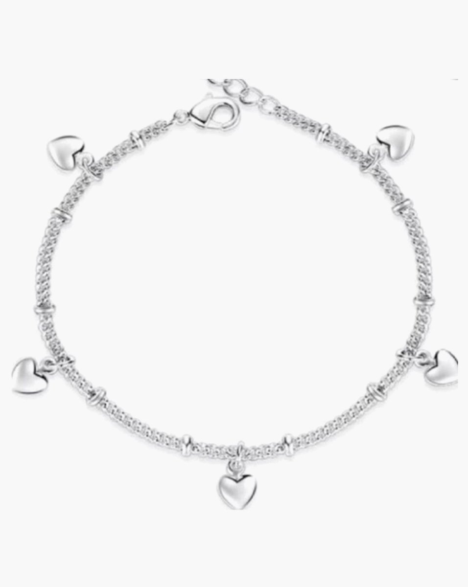 Dames Enkelbandje LiLaLove- Enkelbandje Hartjes- Enkelbandje Bedel- Enkelbandje Zilver 925- Vrouw- Moederdag