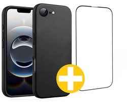 Hoesje en Screenprotector Combi Geschikt Voor iPhone 17e / 16e - Zwart Hoesje + Premium Screenprotector