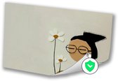 Portret met bril en bloemen - Bloem posters - Poster portret - Minimalisme - Posters kunst - Decoratie kamer - poster 150x100 cm