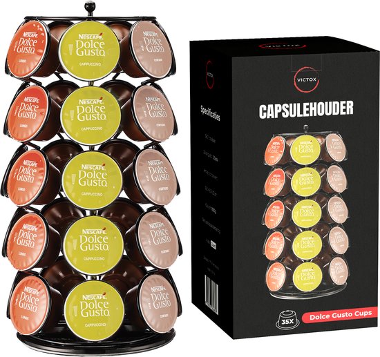 Victox Capsulehouder - Geschikt voor Dolce Gusto - 360° Draaibaar - Koffiecupshouder - Geschikt voor 35 Dolce Gusto capsules - Zwart - Cuphouder
