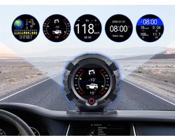 Monitor voor Auto - Hellingmeter - Hoogtemeter - Klok - GPS & Snelheidsmeter in 1 - Dashboard Montage - Zwart - Auto