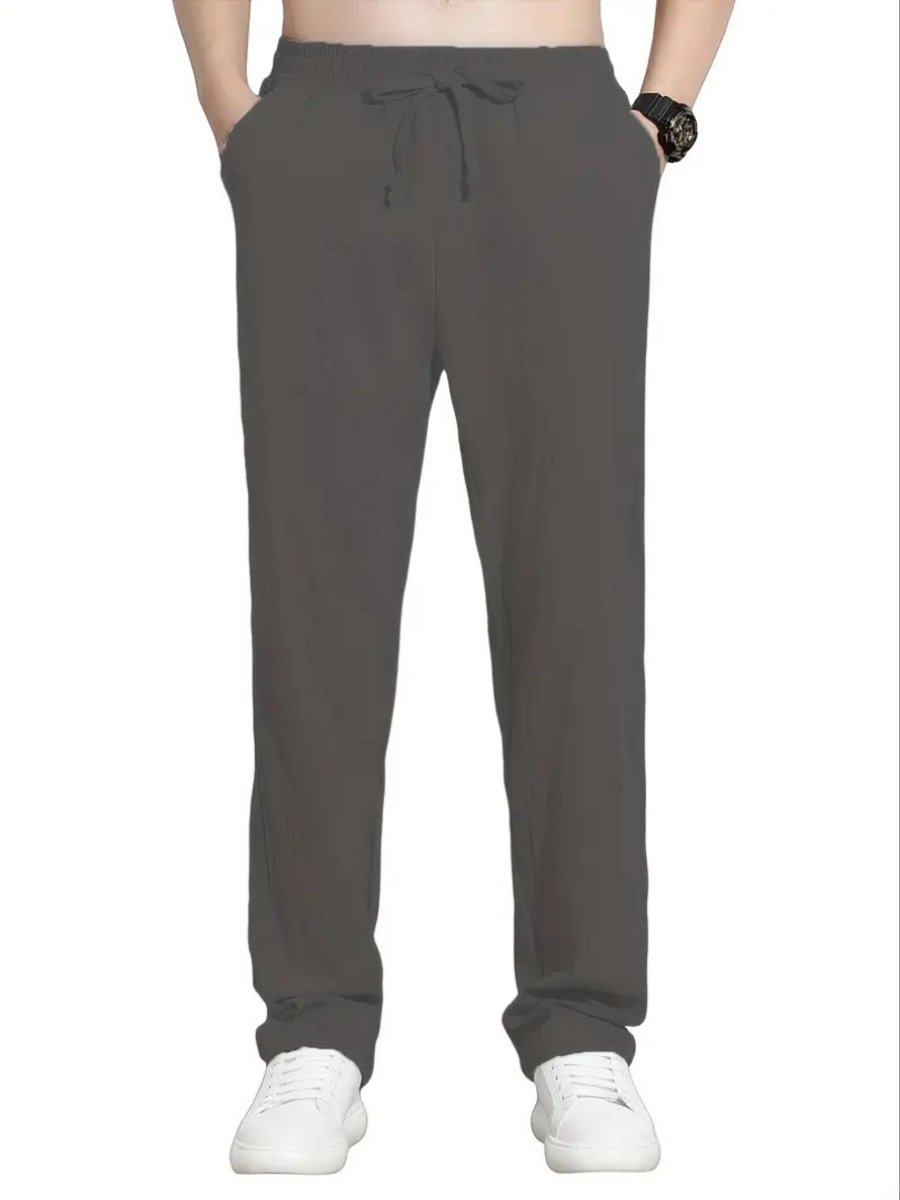 Livano Linnen Broek Heren Zomerbroek Volwassenen Lange Broek Pantalon Strandbroek Zomer Ibiza Stijl Donkergrijs