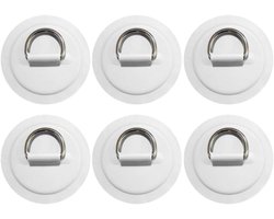 D-Ring Patch 6 Pcs Stainless Steel D Ring Patches for Kayaks Paddle Boats Accessories for Inflatable Boats Raft Rubber Boats Canoes SUP Deck Surfboards (No Glue Included)