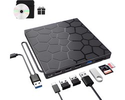 Narlix - Externe DVD Speler - Externe DVD speler voor laptop - DVD/CD Drive voor Laptop - Brander - Optical Drive - USB 3.0 & USB C - Geschikt voor Windows, MacOS en Linux