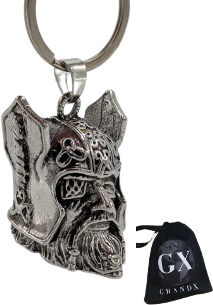 Grand X - Guardian Bell - Viking God - Zilver - Gremlin Bell - Sleutelhanger - Motor Sleutelhanger - Geluksbelletje Motor - Tas Hanger - Geloof