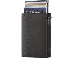 Prowallet Double - Zwart - Pasjeshouder voor 14 Pasjes + Briefgeld - RFID Creditcardhouder - Inclusief Luxe Cadeaubox - Uitschuifbaar - Mannen en Vrouwen Portemonnee met Kaarthouder
