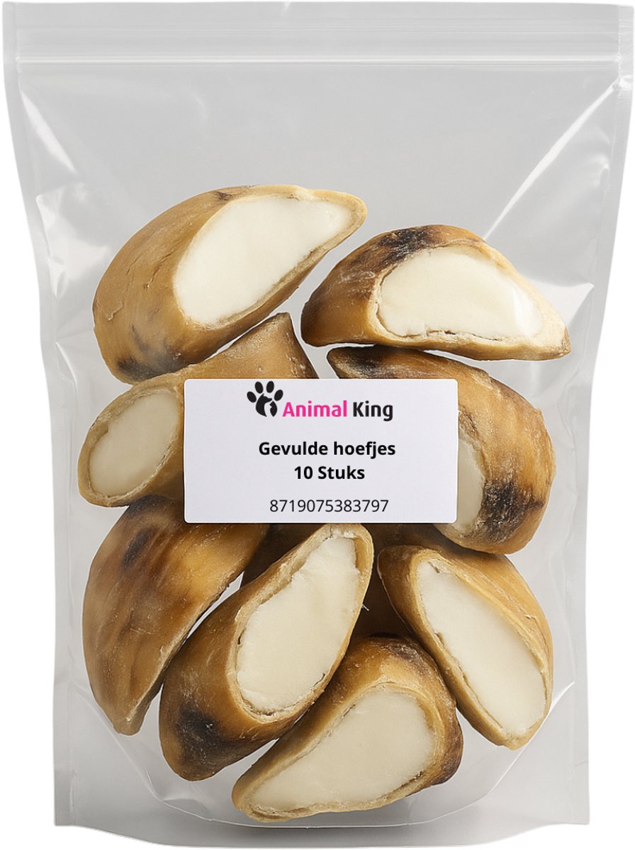 Hondensnacks rund-Gevulde rundervet hoefjes-10 stuks-Animal King