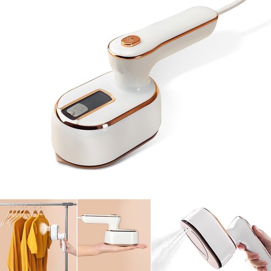 HAUSS SPOLE Mini Stoomstrijkijzer - Reis Stomer - Snelle Verwarming 15 Sec - Draagbaar Vouwbaar - 100 ml Tank - ABS Materiaal - Wit