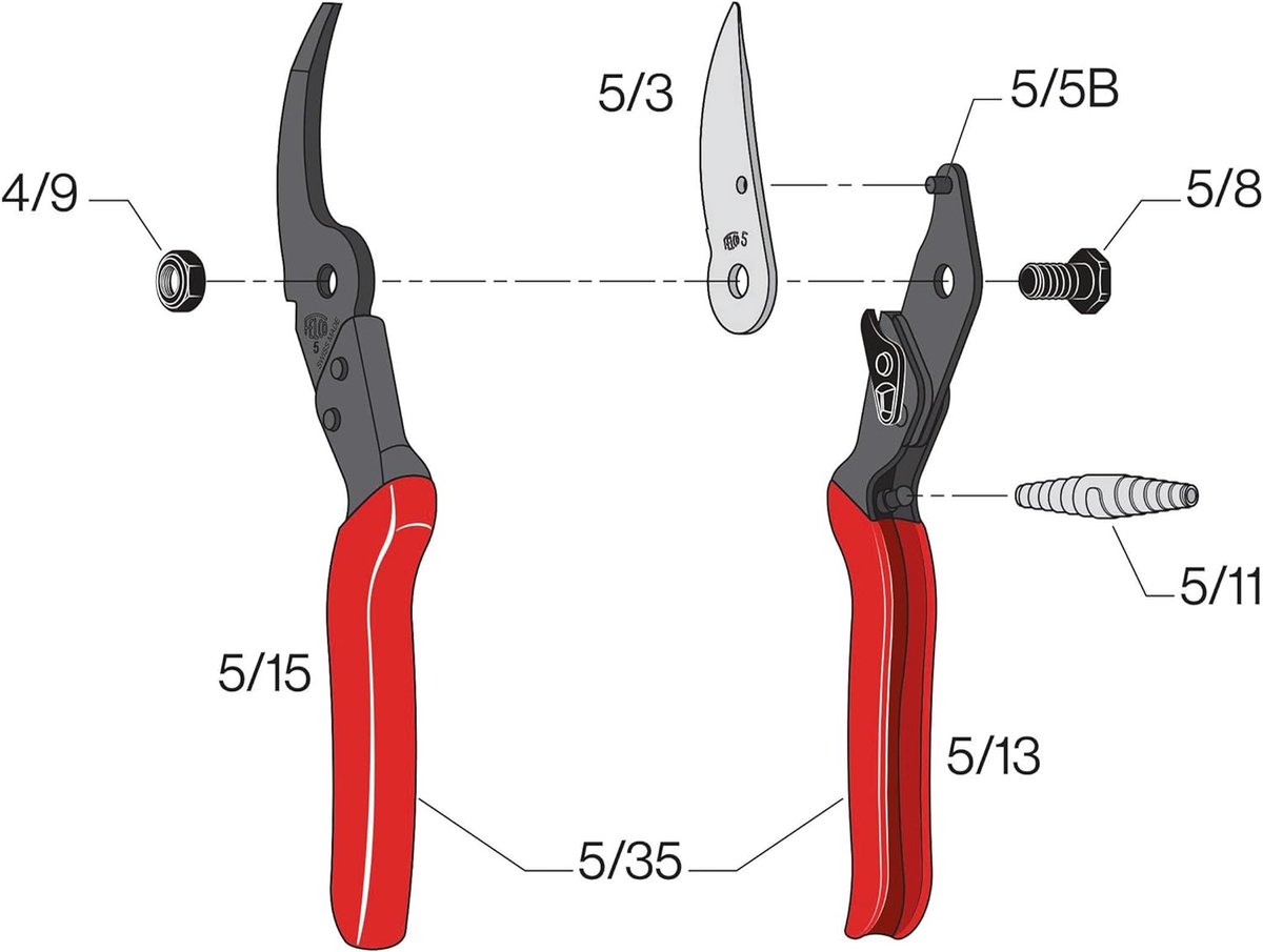 Felco 5 Sécateur - Pour grandes mains - Diamètre de coupe max. 25 mm