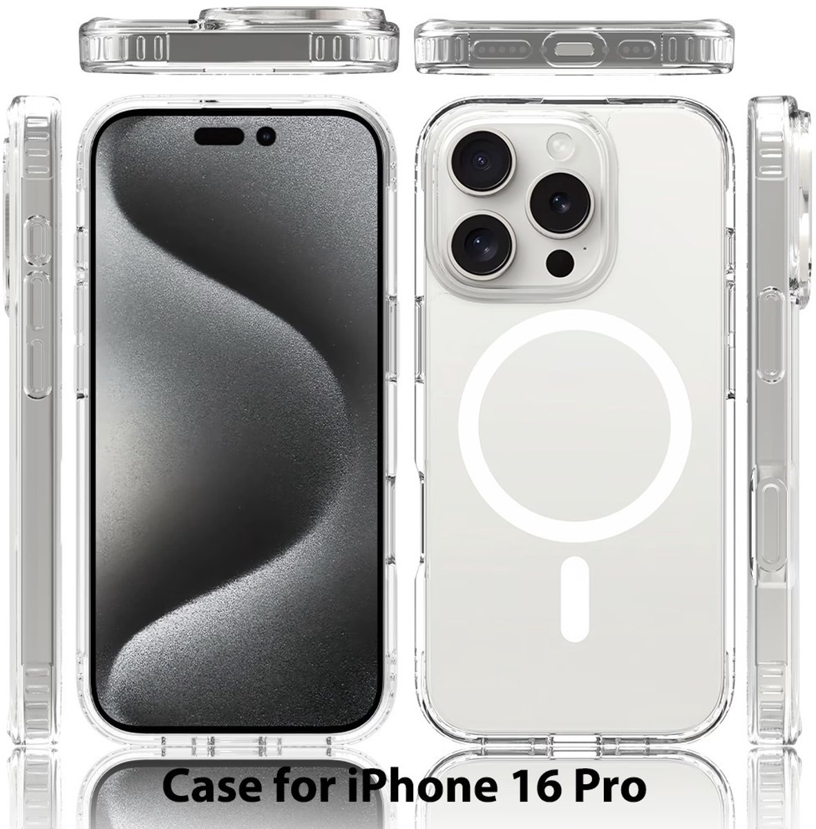 Trusmi CF32-034- iPhone 16 Pro - siliconen hoes geschikt voor Magsafe – Transparant, Slim Fit Beschermcase, Slank Design, Schokbestendig, Anti-Vingerafdruk en Krasbestendig